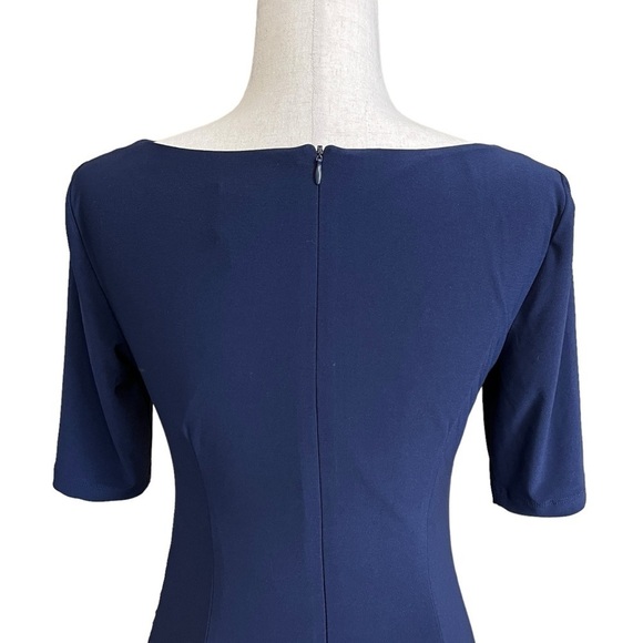 Vince Camuto 1/2 Sleeve Ruched Waist Knee Length Dress. Navy Size 6 #1356 - Picture 4 of 7